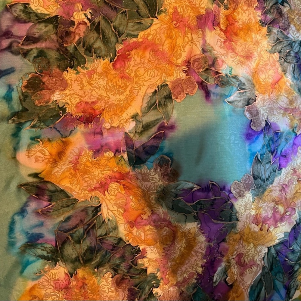 Vintage Silk Scarf - Cloisonné Pattern 34”x34”